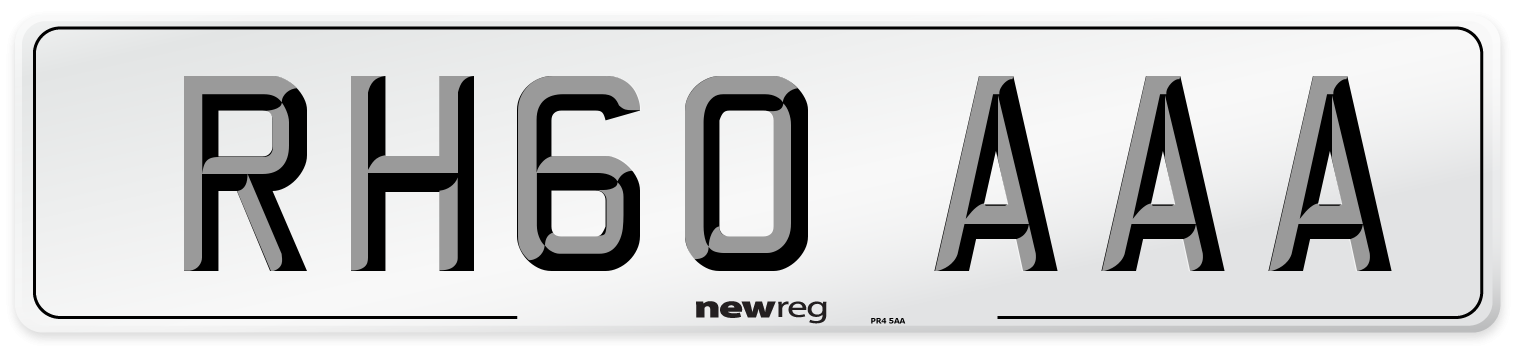 RH60 AAA Number Plate from New Reg